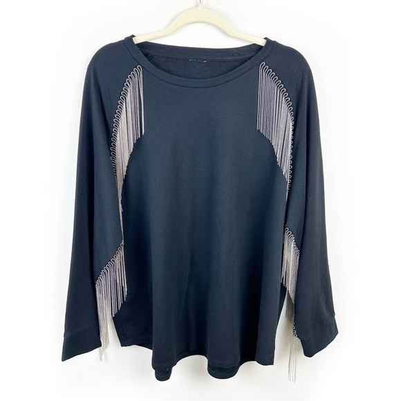 Sweaters - Metal Tassel Crewneck Sweater mini ball beaded tassels western look size: L